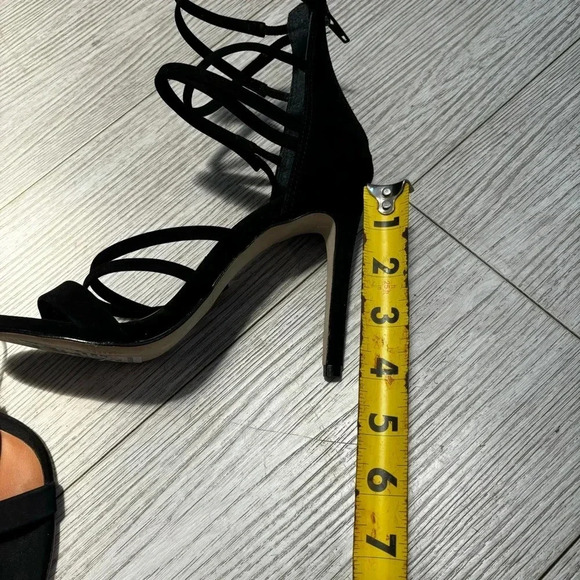 NWT Steve Madden Heels - Open Toe Strap Suede Sandals in black size 6 1/2 - Picture 7 of 9